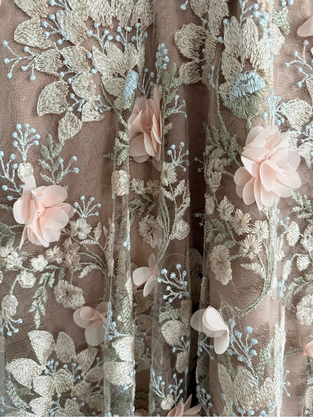 Dress the Population Blush Floral Embroidered Midi Dress